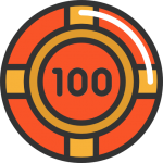 100 casino chip icon