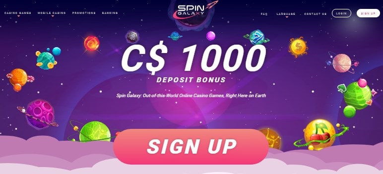 Spin Galaxy Casino Homepage