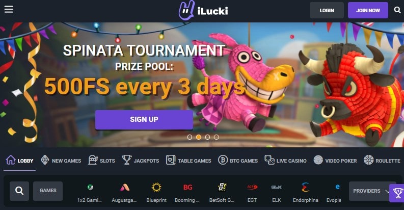 iLucky Casino Homepage