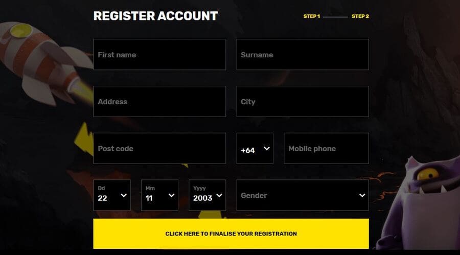 Hyper Casino Registration Step 3