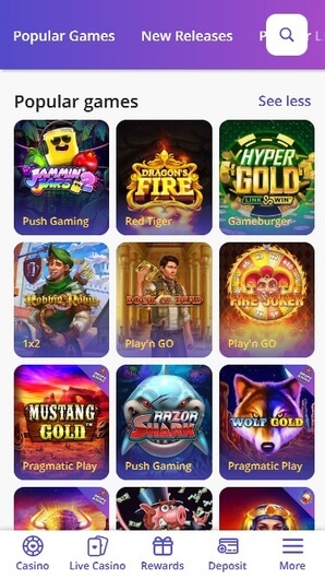 Casino Days mobile version