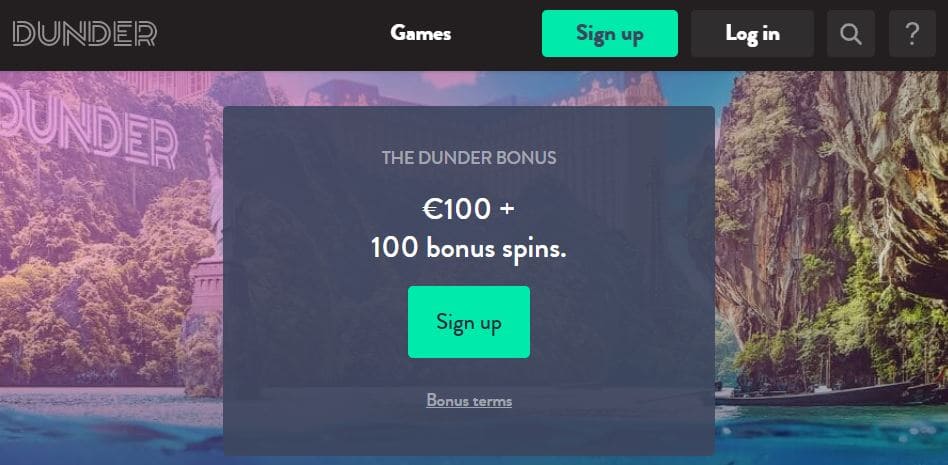 Dunder Casino Registration Step 1
