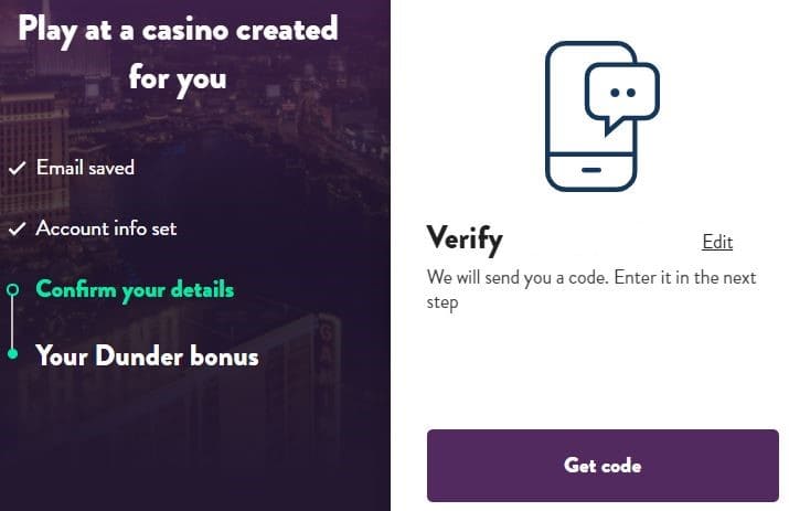 Dunder Casino Registration Step 11