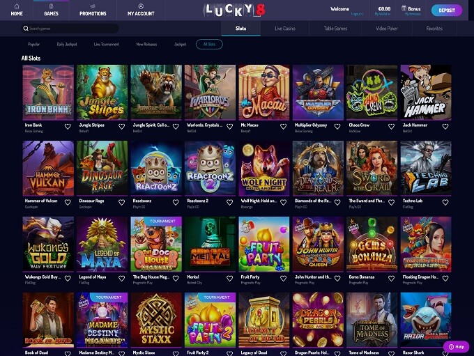 Lucky8 Casino games